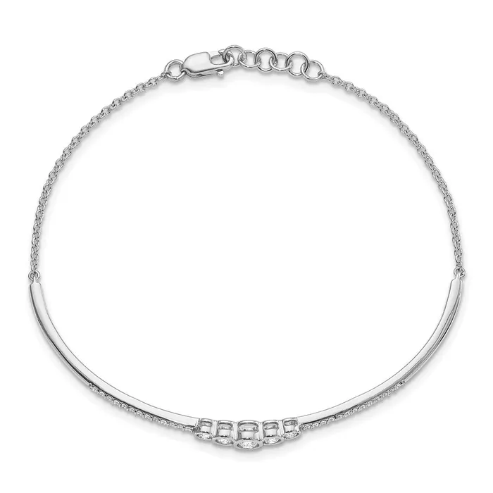 goldiaca Bracelets 14k White Gold Polished Natural Diamond Bezel Set Bar 7in w5 ext Bracelet
