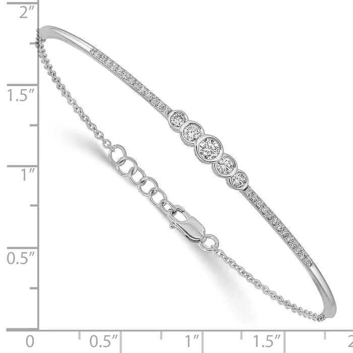 goldiaca Bracelets 14k White Gold Polished Natural Diamond Bezel Set Bar 7in w5 ext Bracelet
