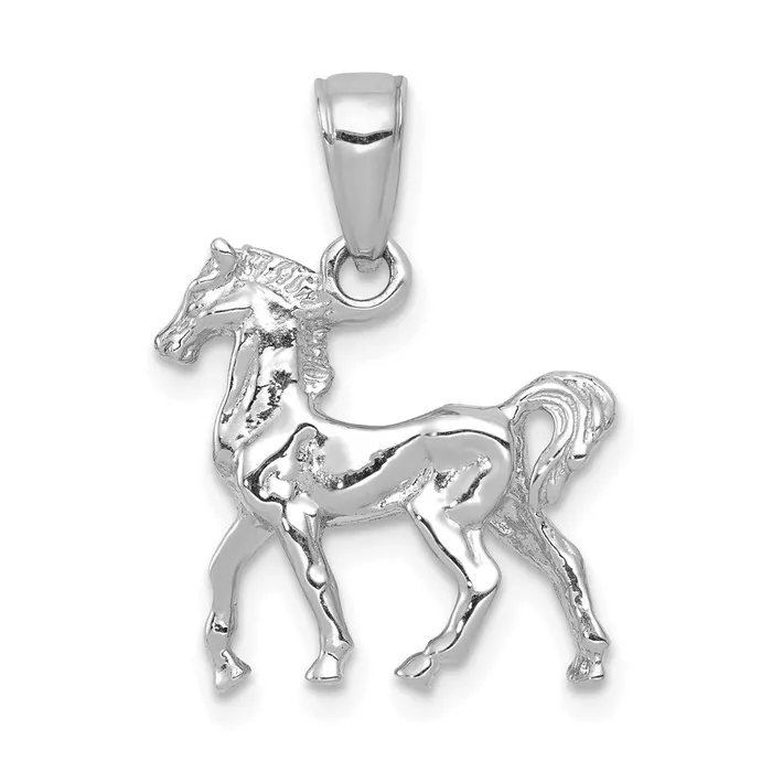 Goldia Charm Necklaces 14k White Gold Solid Polished 3D Horse Charm