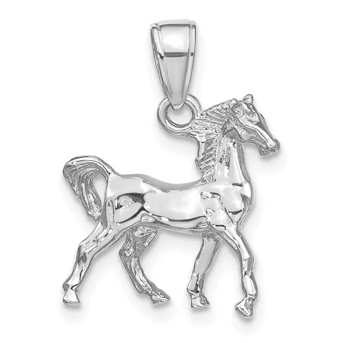 Goldia Charm Necklaces 14k White Gold Solid Polished 3D Horse Charm