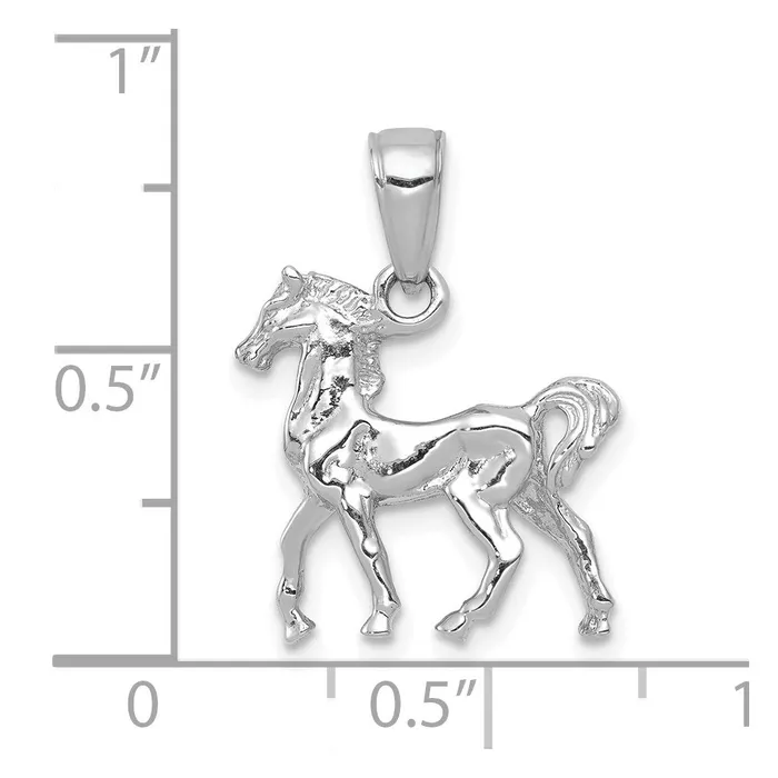 Goldia Charm Necklaces 14k White Gold Solid Polished 3D Horse Charm
