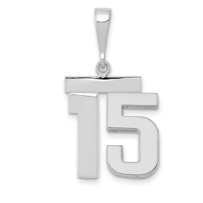 Goldia Charm Necklaces 14k White Goldw Medium Polished Number 15 Charm