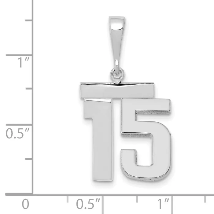 Goldia Charm Necklaces 14k White Goldw Medium Polished Number 15 Charm