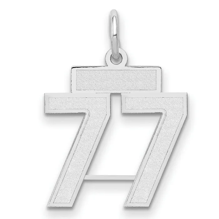 Goldia Charm Necklaces 14k White Goldw Small Satin Number 77 Charm