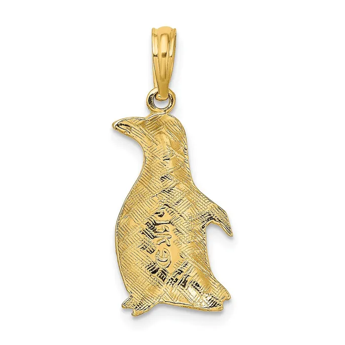 Goldia Charm Necklaces 14k Yellow Gold 2D Polished and Engraved Penguin Charm