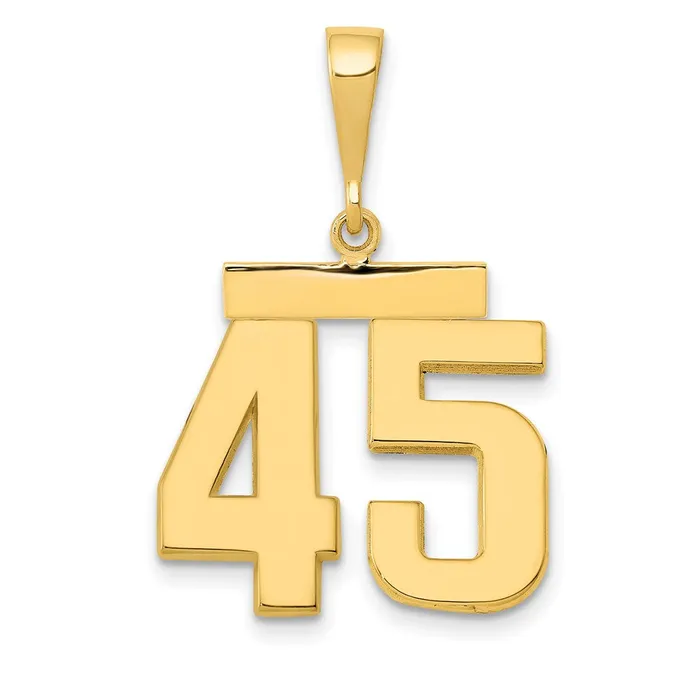 Goldia Charm Necklaces 14k Yellow Gold Medium Polished Number 45 Charm