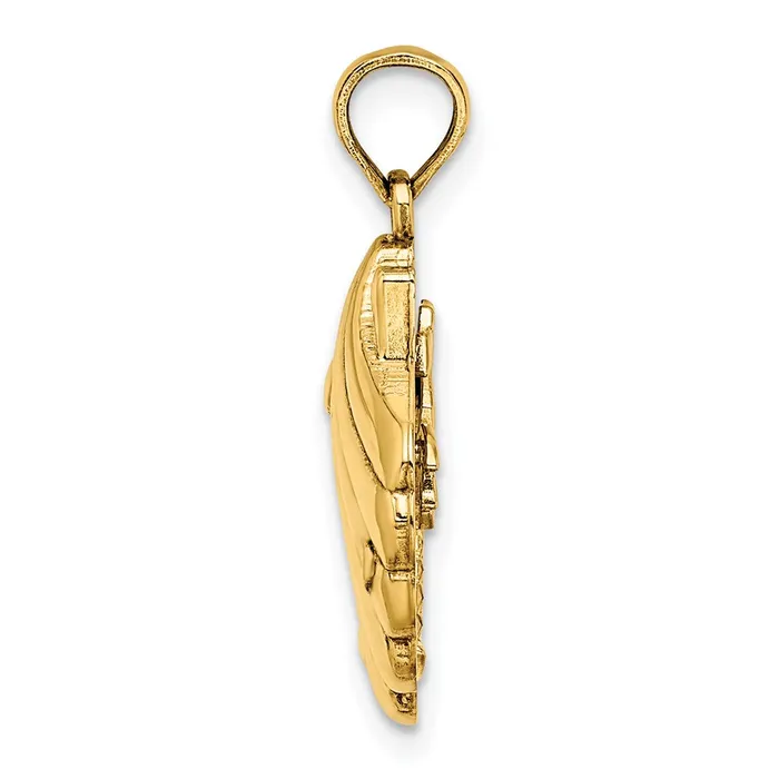 Goldia Charm Necklaces 14k Yellow Gold Reversible Palm Trees in Shell Charm