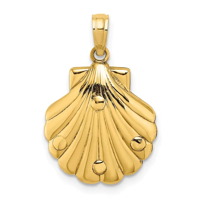 Goldia Charm Necklaces 14k Yellow Gold Reversible Palm Trees in Shell Charm