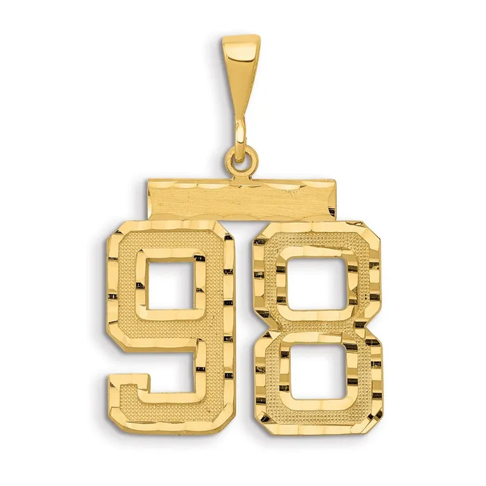 Goldia Charm Necklaces 14k Yellow Gold Small Brushed Diamondcut Number 98 Charm Goldia Charm Necklaces 14k Yellow Gold Small Brushed Diamondcut Number 98 Charm