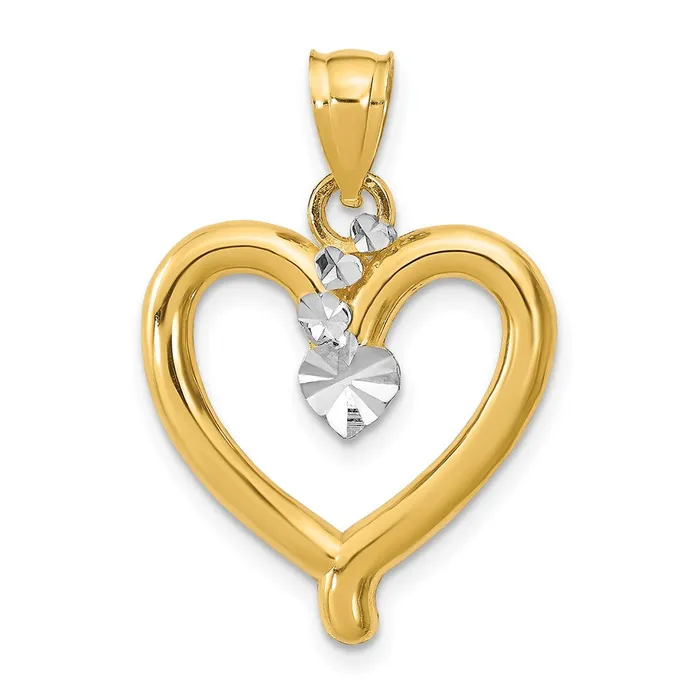 Goldia Charm Necklaces 14k Yellow u0026 Rhodium Gold wRhodium Diamondcut Heart Charm Goldia Charm Necklaces 14k Yellow u0026 Rhodium Gold wRhodium Diamondcut Heart Charm