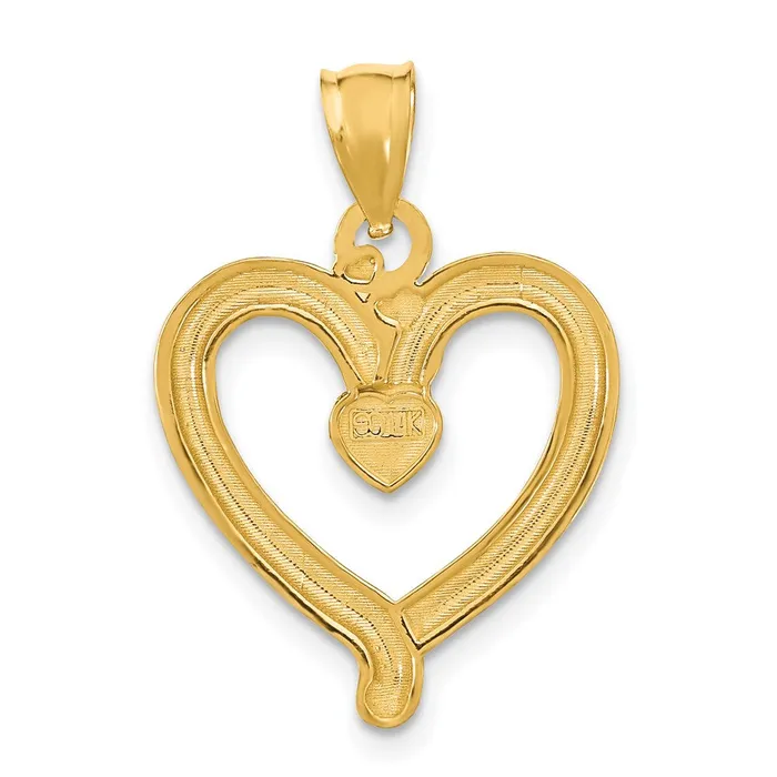 Goldia Charm Necklaces 14k Yellow u0026 Rhodium Gold wRhodium Diamondcut Heart Charm