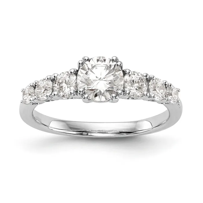 Goldiacom 14K White Gold Simulated Diamond Engagement Ring Rings