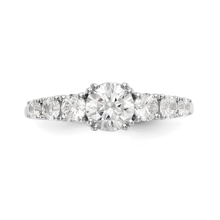 Goldiacom 14K White Gold Simulated Diamond Engagement Ring Rings
