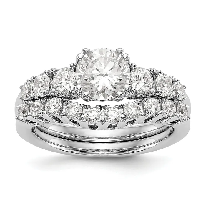 Goldiacom 14K White Gold Simulated Diamond Engagement Ring Rings