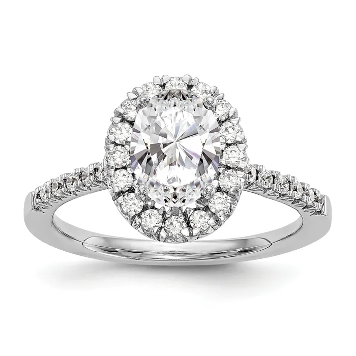 Goldiacom 14kw Oval Halo Simulated Diamond Engagement Ring Rings