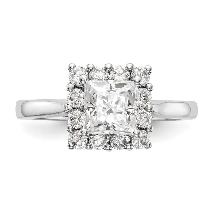 Goldiacom 14kw Princess Halo Engagement Simulated Diamond Ring Rings