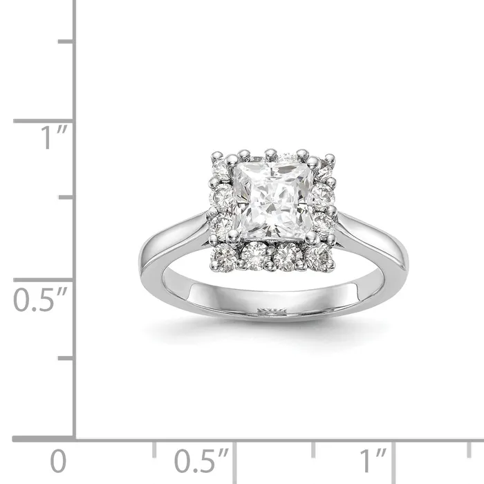 Goldiacom 14kw Princess Halo Engagement Simulated Diamond Ring Rings
