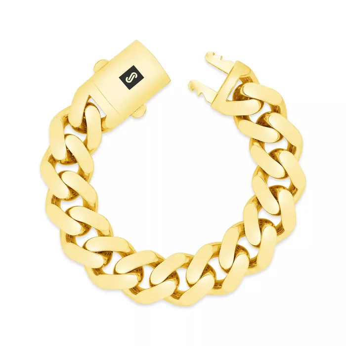Goldiacom Bracelets 10K Yellow Gold Miami Cuban Royal Monaco Chain Bracelet 5mm20mm 6 7 8 9