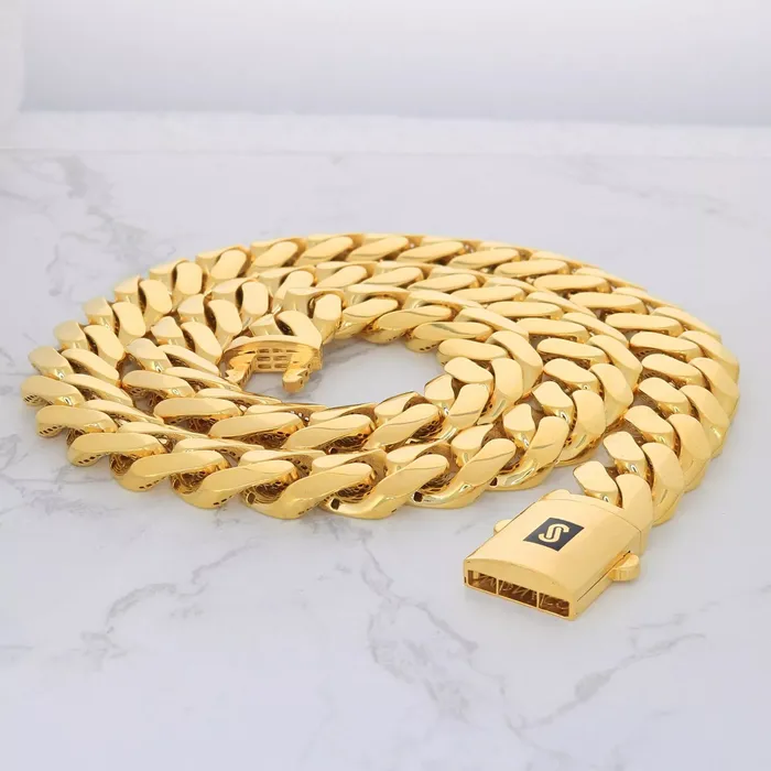Goldiacom Bracelets 10K Yellow Gold Miami Cuban Royal Monaco Chain Bracelet 5mm20mm 6 7 8 9