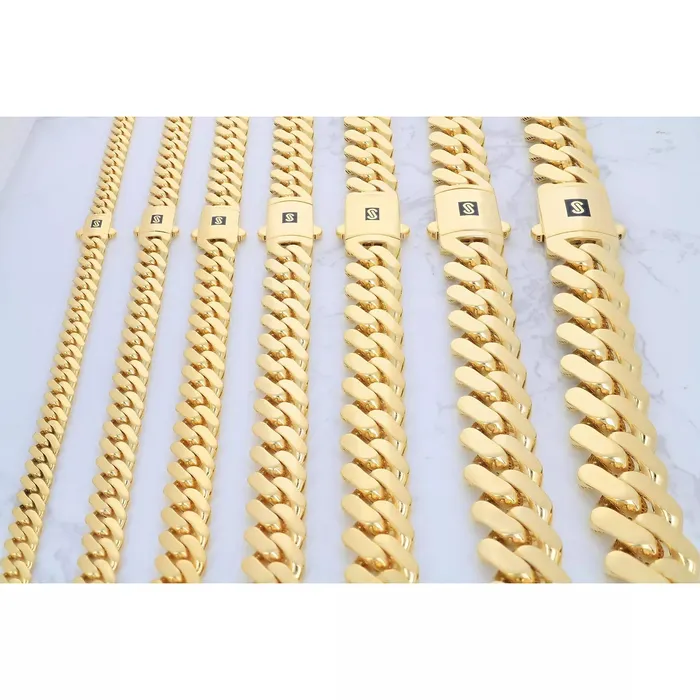 Goldiacom Bracelets 10K Yellow Gold Miami Cuban Royal Monaco Chain Bracelet 5mm20mm 6 7 8 9