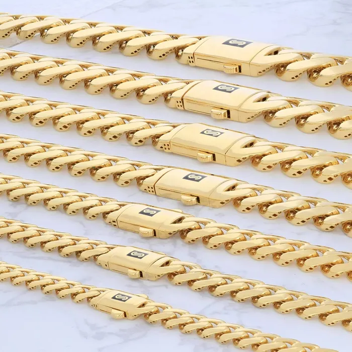 Goldiacom Bracelets 10K Yellow Gold Miami Cuban Royal Monaco Chain Bracelet 5mm20mm 6 7 8 9