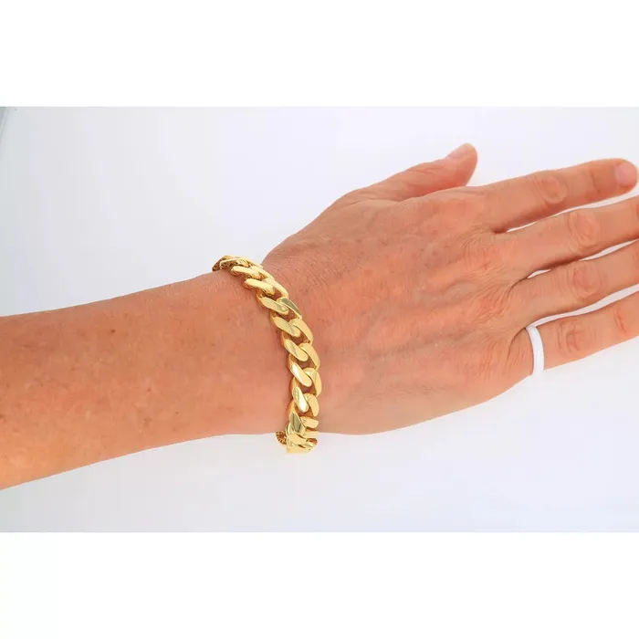 Goldiacom Bracelets 10K Yellow Gold Miami Cuban Royal Monaco Chain Bracelet 5mm20mm 6 7 8 9