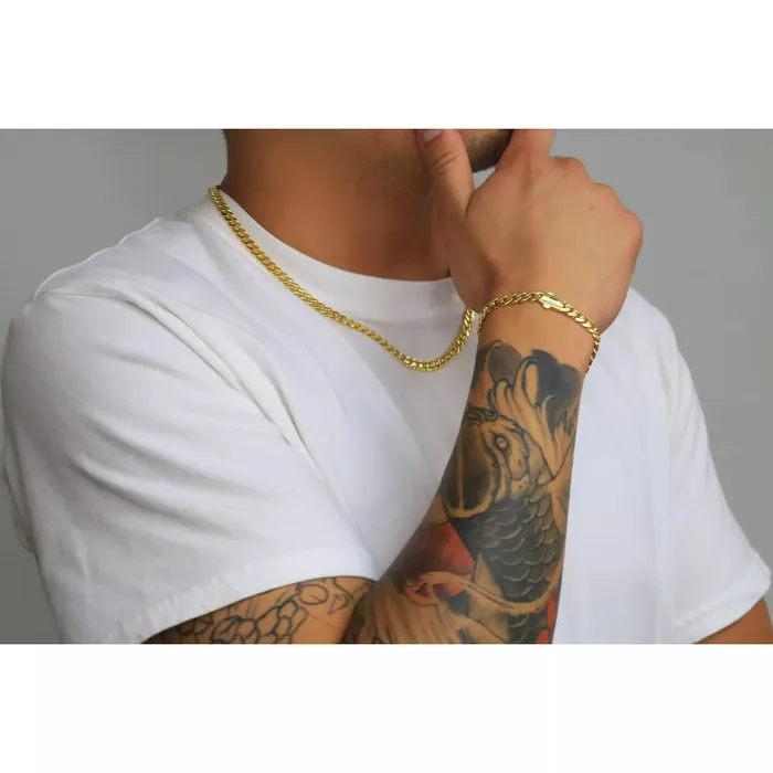 Goldiacom Necklaces 14k Yellow Gold Royal Monaco Miami Cuban Link 6mm Chain Pendant Necklace 30