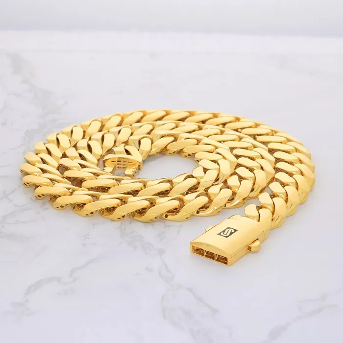 Goldiacom Necklaces 14k Yellow Gold Royal Monaco Miami Cuban Link 6mm Chain Pendant Necklace 30