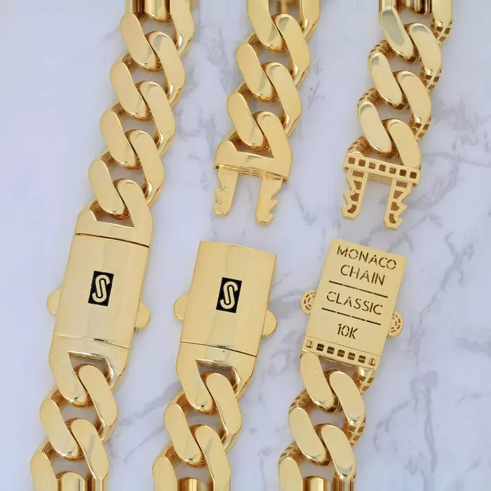Goldiacom Necklaces 14k Yellow Gold Royal Monaco Miami Cuban Link 6mm Chain Pendant Necklace 30