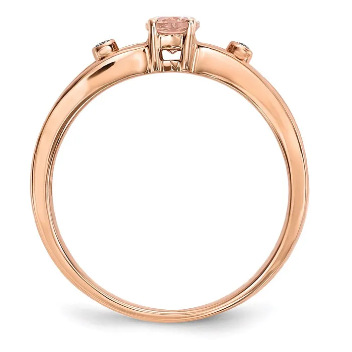 Goldiacom Rings 14k Rose Gold w Morganite Real Diamond Ring