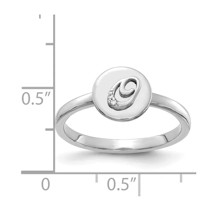 Goldiacom Rings 14k White Gold Real Diamond Initial O Ring