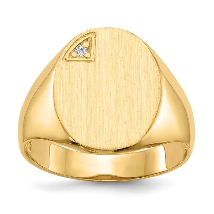 Goldiacom Rings 14K Yellow Gold 170x130mm Open Back A Real Diamond Mens Signet Ring Goldiacom Rings 14K Yellow Gold 170x130mm Open Back A Real Diamond Mens Signet Ring