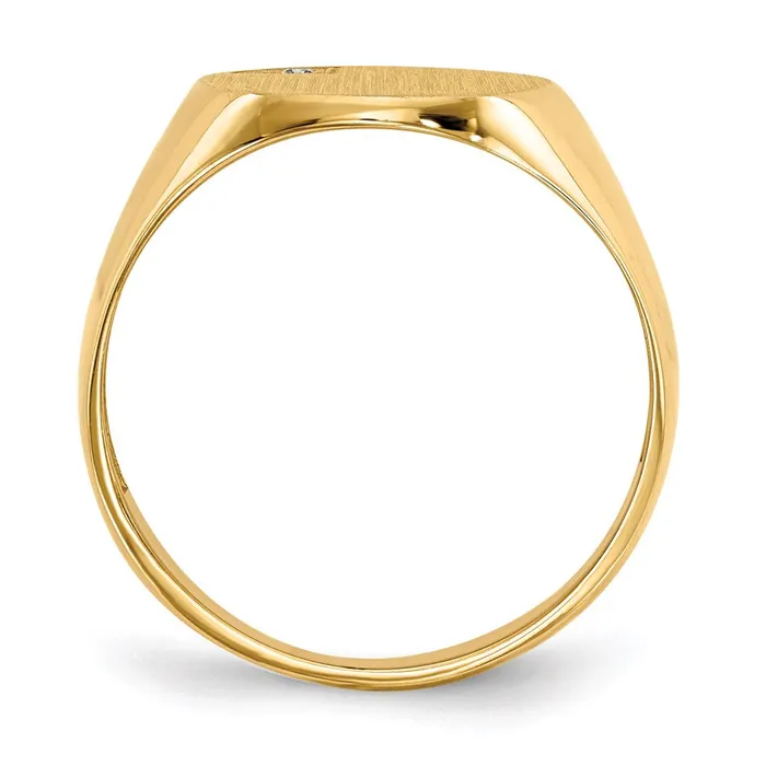 Goldiacom Rings 14K Yellow Gold 170x130mm Open Back A Real Diamond Mens Signet Ring