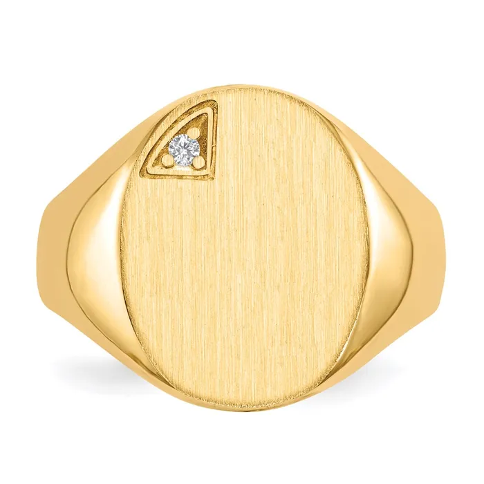 Goldiacom Rings 14K Yellow Gold 170x130mm Open Back A Real Diamond Mens Signet Ring