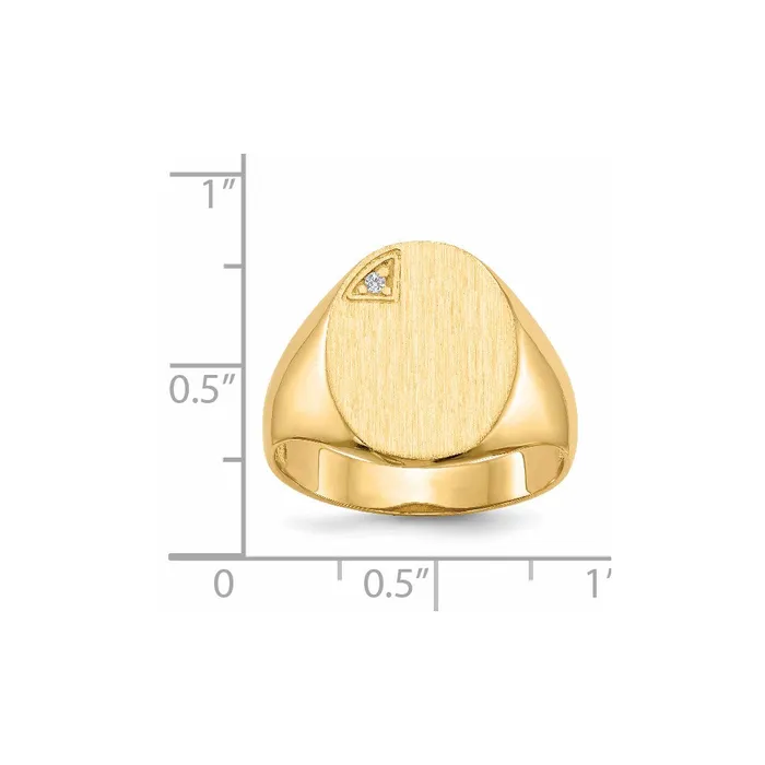 Goldiacom Rings 14K Yellow Gold 170x130mm Open Back A Real Diamond Mens Signet Ring