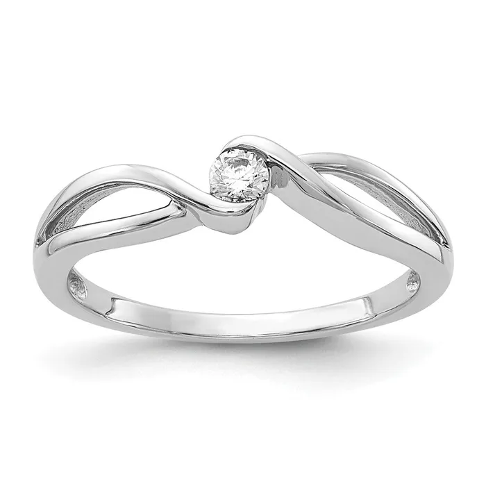 Goldiacom Rings 14kt White Gold Polished Real Diamond Ring