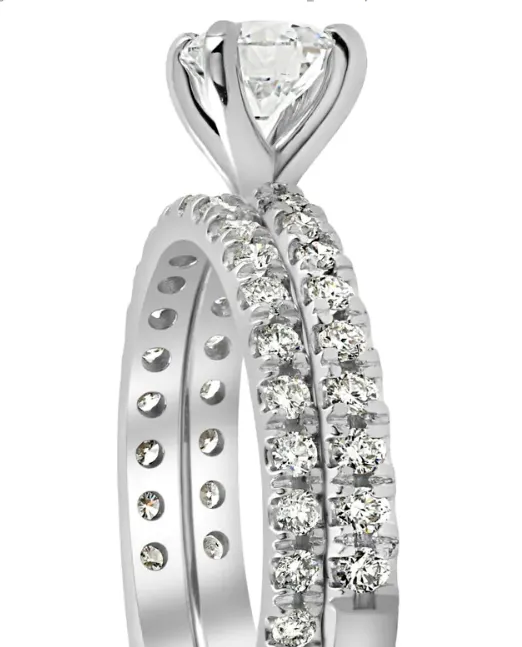 Goldiacom Rings Certified 1 14 ct TDW Diamond Engagement Ring Wedding Set French Pave 10k Gold
