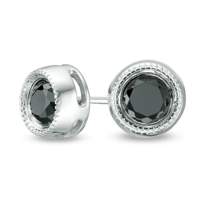 Goldia Earrings 063 CT TW Enhanced Black Diamond BezelSet Solitaire VintageStyle Stud Earrings in 10K White Gold Goldia Earrings 063 CT TW Enhanced Black Diamond BezelSet Solitaire VintageStyle Stud Earrings in 10K White Gold