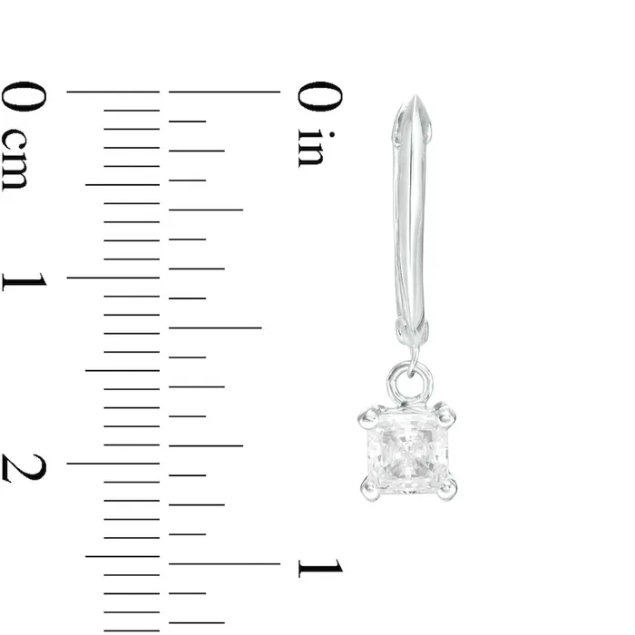 Goldia Earrings 075 CT TW Certified PrincessCut Diamond Solitaire Drop Hoop Earrings in 14K White Gold IVS2 Goldia Earrings 075 CT TW Certified PrincessCut Diamond Solitaire Drop Hoop Earrings in 14K White Gold IVS2