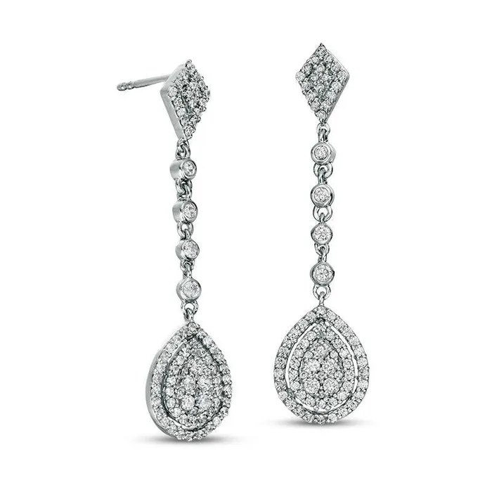 Goldia Earrings 1 CT TW Composite Diamond MultiShape Frame Drop Earrings in 10K White Gold Goldia Earrings 1 CT TW Composite Diamond MultiShape Frame Drop Earrings in 10K White Gold