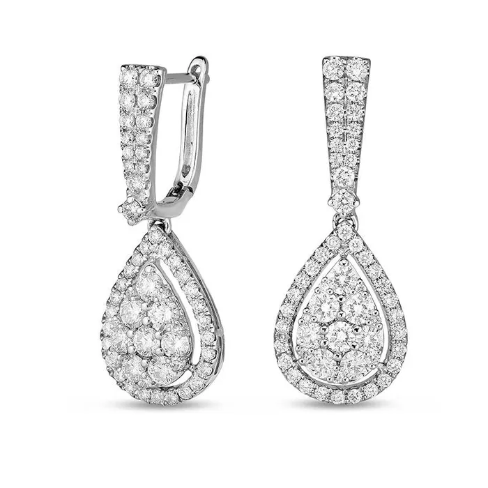 Goldia Earrings 1 CT TW Composite Diamond Teardrop Frame Drop Earrings in 14K White Gold Goldia Earrings 1 CT TW Composite Diamond Teardrop Frame Drop Earrings in 14K White Gold