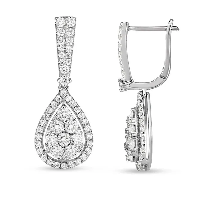 Goldia Earrings 1 CT TW Composite Diamond Teardrop Frame Drop Earrings in 14K White Gold Goldia Earrings 1 CT TW Composite Diamond Teardrop Frame Drop Earrings in 14K White Gold