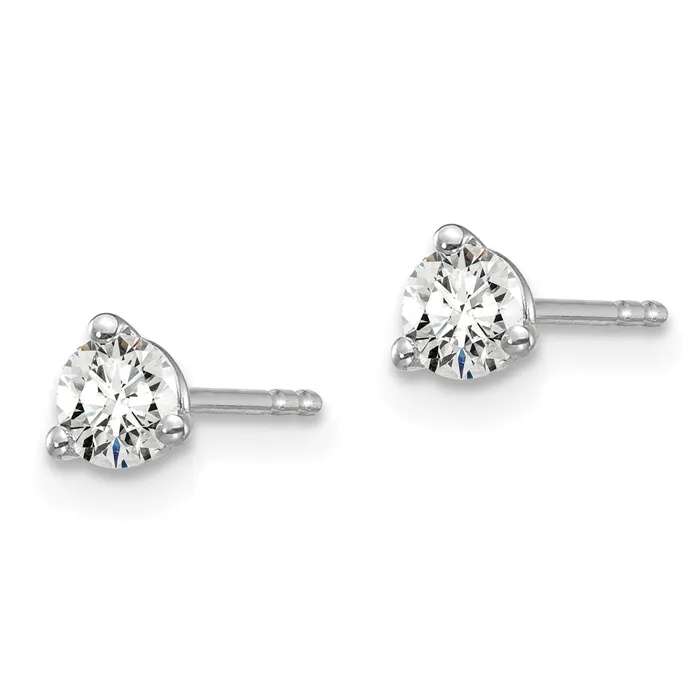 Goldia Earrings 14k White Gold 13 ctw Lab Grown Diamond VSSI G Round 3 Prong Heavy Wt Stud Earrings