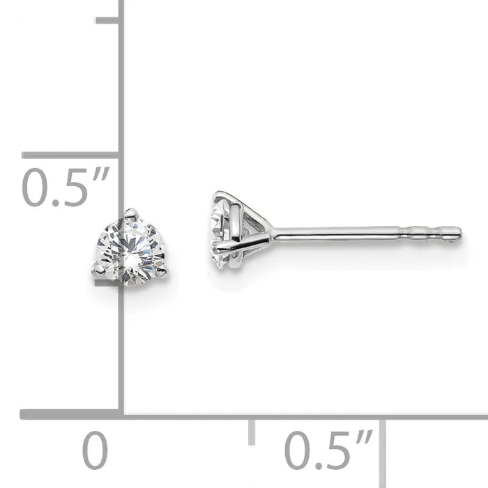 Goldia Earrings 14k White Gold 13 ctw Lab Grown Diamond VSSI G Round 3 Prong Heavy Wt Stud Earrings