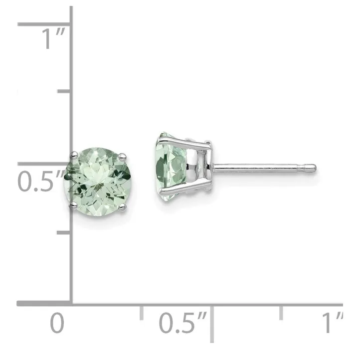 Goldia Earrings 14k White Gold 6mm Round Green Quartz Earrings
