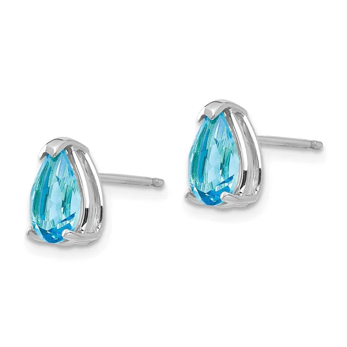 Goldia Earrings 14k White Gold 8x5mm Pear Blue Topaz Earrings