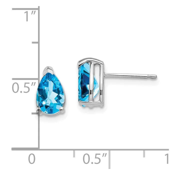 Goldia Earrings 14k White Gold 8x5mm Pear Blue Topaz Earrings