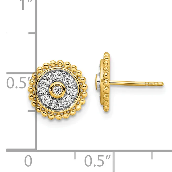 Goldia Earrings 14k Yellow Gold 13 Ct Lab Grown Diamond VSSI G Circle Post Earrings