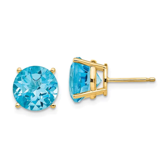 Goldia Earrings 14k Yellow Gold 10mm Blue Topaz Earrings