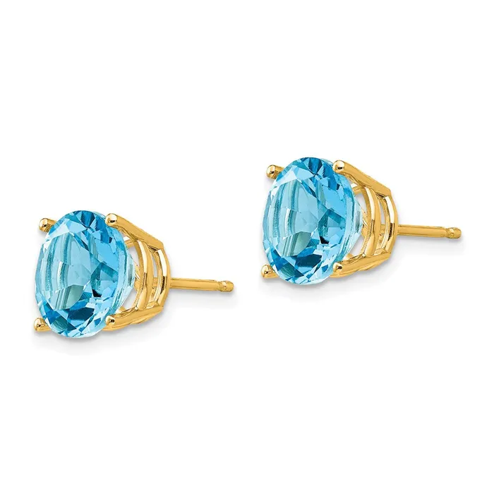Goldia Earrings 14k Yellow Gold 10mm Blue Topaz Earrings